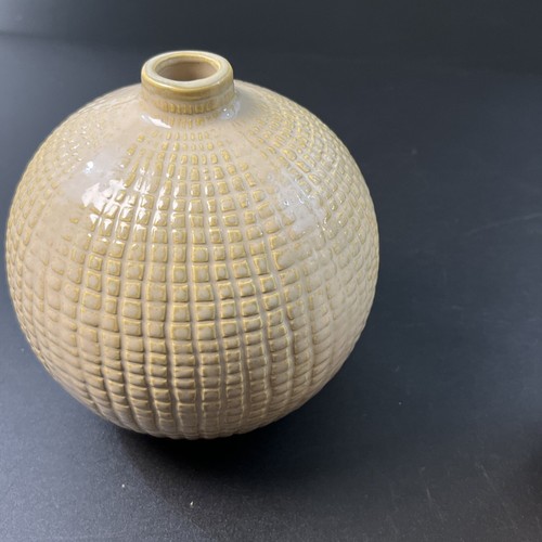 2 Crate & Barrel Pottery Bud Vase Beige Tan Glazed Set Country Modern Decor 5" - Picture 7 of 9