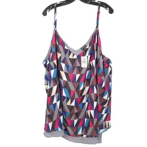 Torrid Swing Cami Top Sophie Geo Chiffon Double Layer Womens Size 5X Tank NEW - Picture 5 of 12