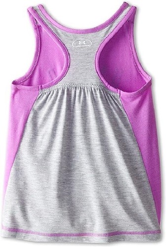 Under Armour Kids Girls UA Racerback, Exotic Bloom/True Grey Size 5 - Picture 2 of 2