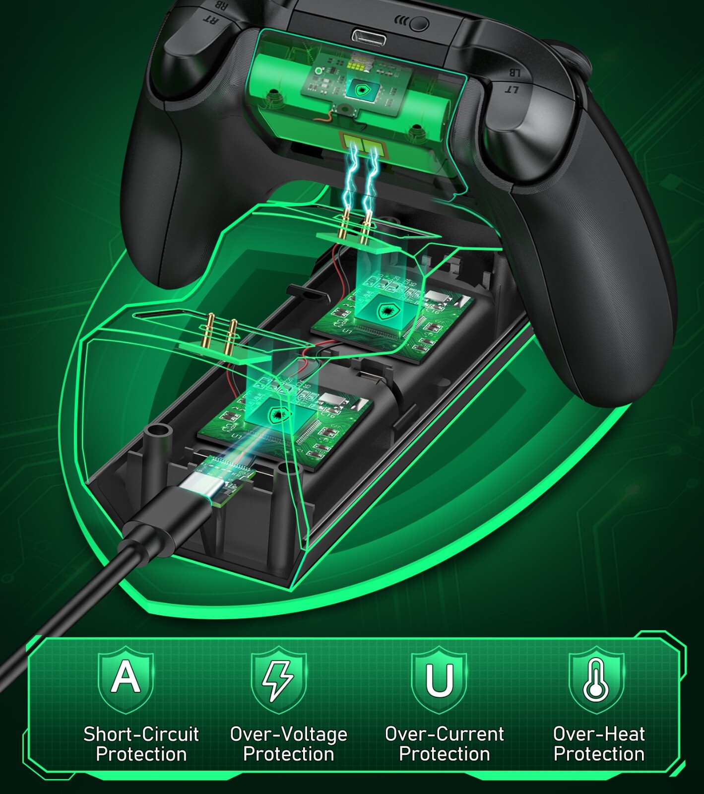 For Xbox Series X S Controller Fast Charging Dock Station + Rechargeable Battery — image 4