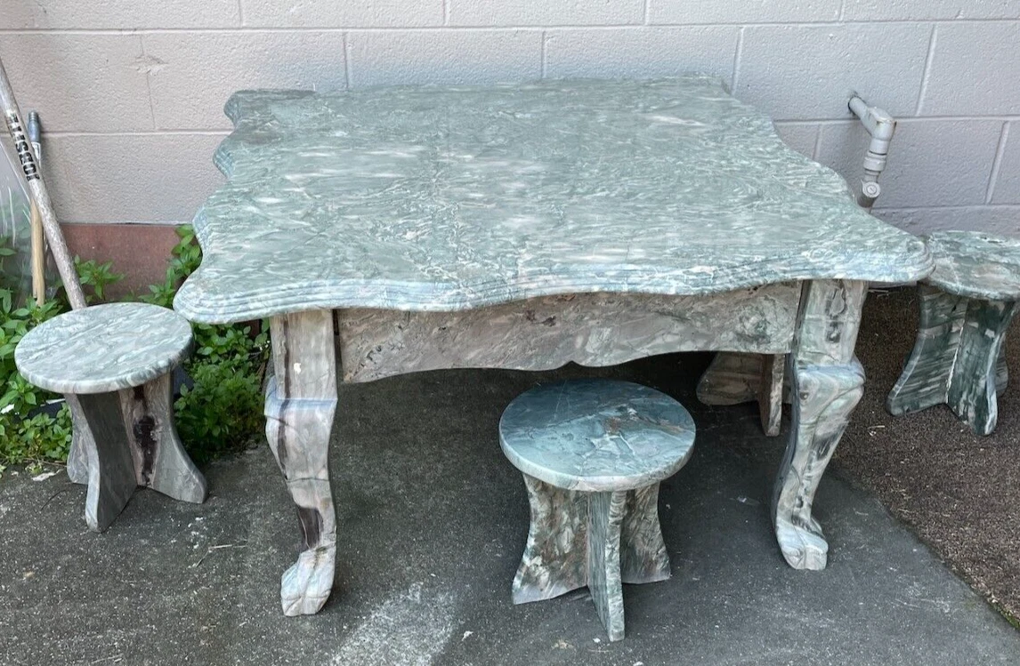 Marble garden table set hot sale