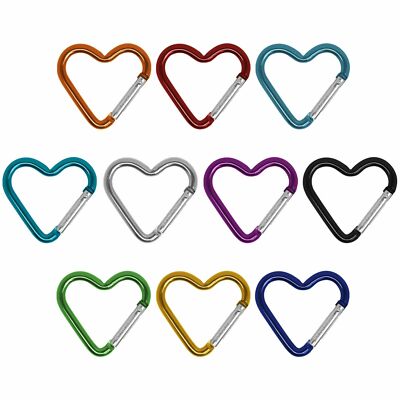 HAN SHENG 50 Pcs Heart Shaped Spring Snap Keychain Clips, Metal Key Rings Bulk For Keys, DIY Crafts, Gifts, Bag Tags (Silver