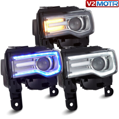 For 2014 15 16 17-22 Jeep Grand Cherokee VLAND LED Headlights w/Blue Animation