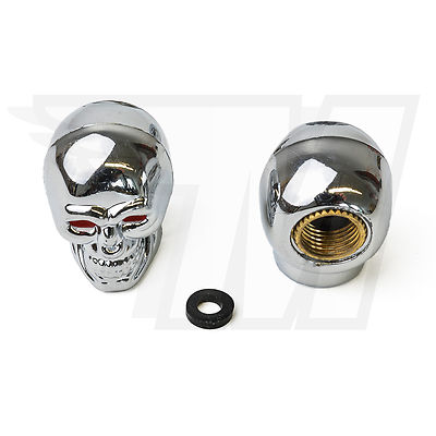 2x plastic valve cap for car tires, bicycle tires | skull in chrome