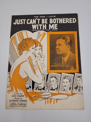 Just Cant Be Bothered With Me Sheet Music Piano 1929 Kahn Simon's Feist