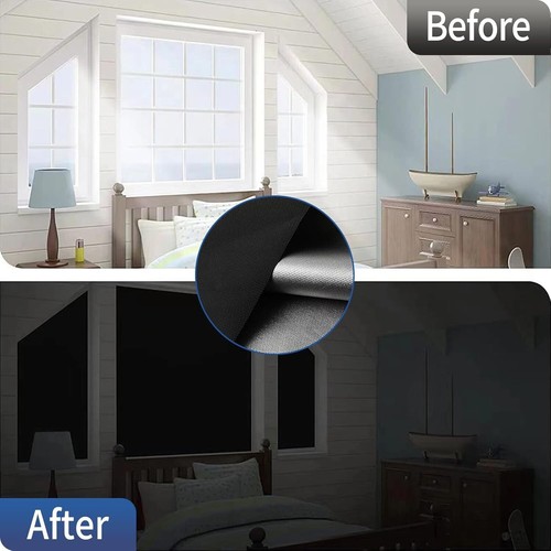 2PCS Blackout Blinds Curtains Shade 118"x57" for Bedroom with Stickers - Picture 2 of 8