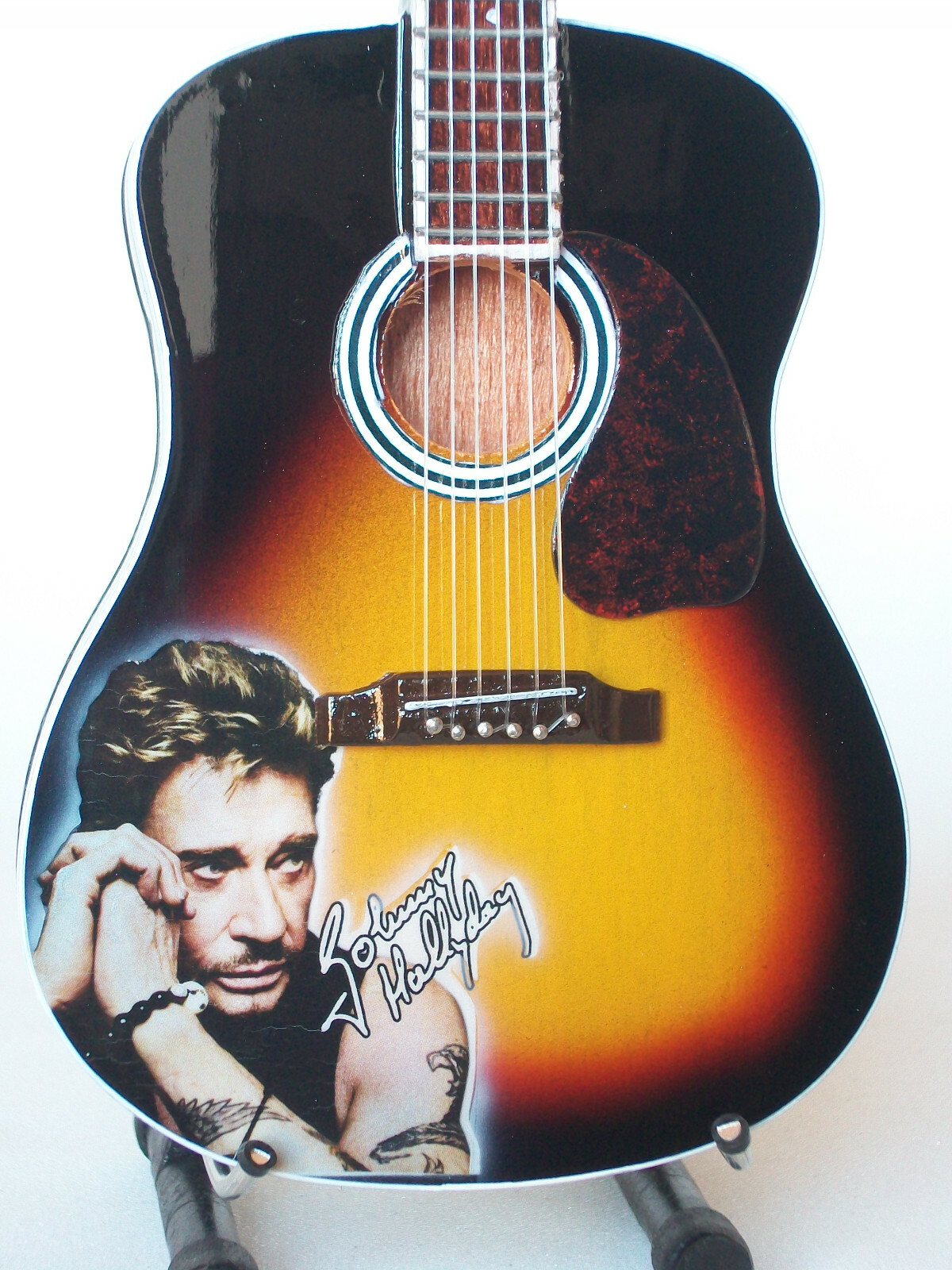 Guitare miniature acoustique Johnny Hallyday réplique miniature de collection 25 cm