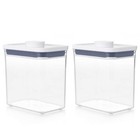 2 x OXO 1.6L POP 2.0 CONTAINER 1600ml AIR TIGHT RECTANGLE SHORT