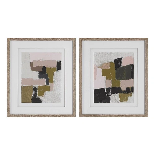 Uttermost Color Block Wood Framed Prints in Black/Gray/Green (Set of 2) - Picture 4 of 9