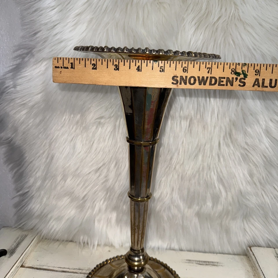 "Florero trompeta 15"" con paneles borde Gadroon plata oro deslustre" Foto 4 de 4