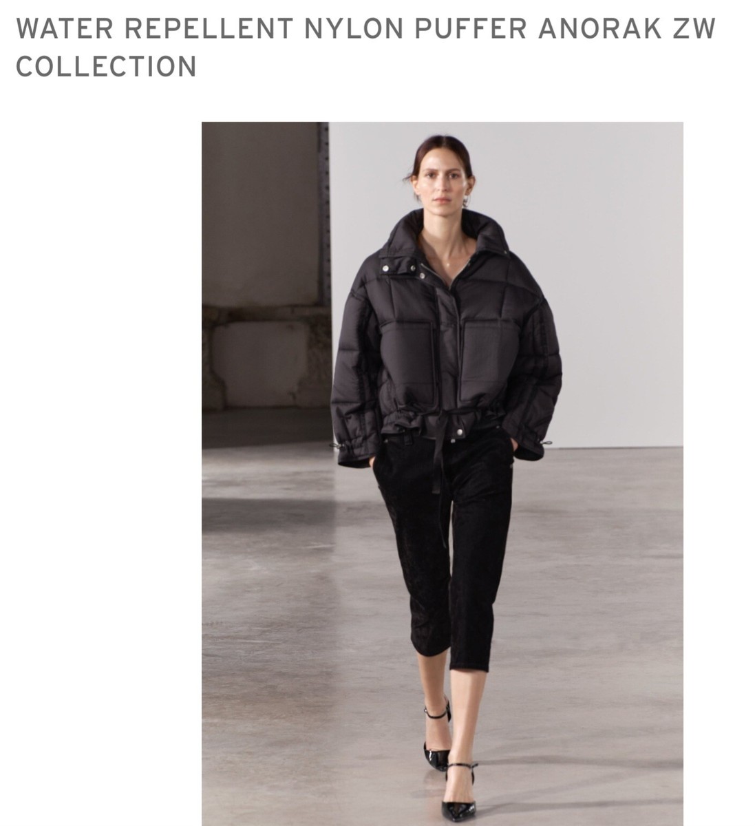 ZARA NEW WOMEN WATER REPELLENT NYLON PUFFER ANORAK ZW
