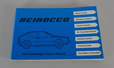 Owner´s Manual VW Scirocco I / 1 Type 53 US-Model Model-year 1978 from 01/1978