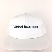 Vtg Lehman Brothers Hat Spell Out Script Logo Snap Back Baseball Adjustable Cap