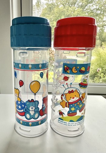 LOTTO biberon vintage vintage anni 90 Playtex decorati drop-in nurser plastica con coperchi - Foto 4 di 9