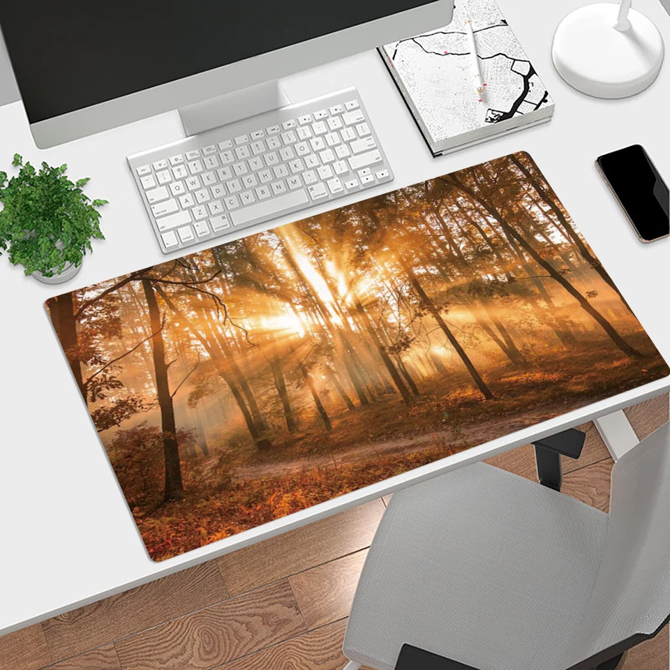 Forest Landscape Mouse Pad Autumn Fall Desk Mat for Keyboard and Mouse Desk Pad - Image 2 of 4