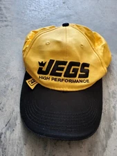 Jegs High Performance Yellow Black Adjustable One Size Hat Cap 1024