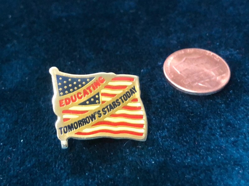 American Flag Lapel Pin USA Vintage Educating Tomorrow's Stars Today Teacher