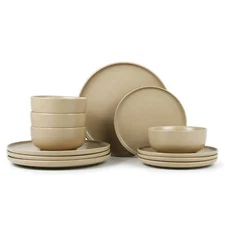 Mainstays Alessandra Brown 12-Piece Stoneware Dinnerware Set