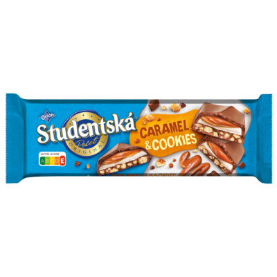 ORION STUDENTSKA CHOCOLATE - 240G - HUGE - CARAMEL FILLING - BROWNIE COOKIES