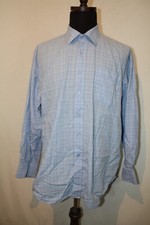 James Tattersall Long Sleeve Light Shirt Blue Plaid Cotton Sz XL 17.5 - 18