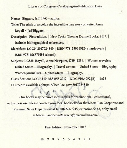 Trials of a Scold: The Incredible True Story of Writer Anne Royall SIGNED 1ST ED - Picture 5 of 5