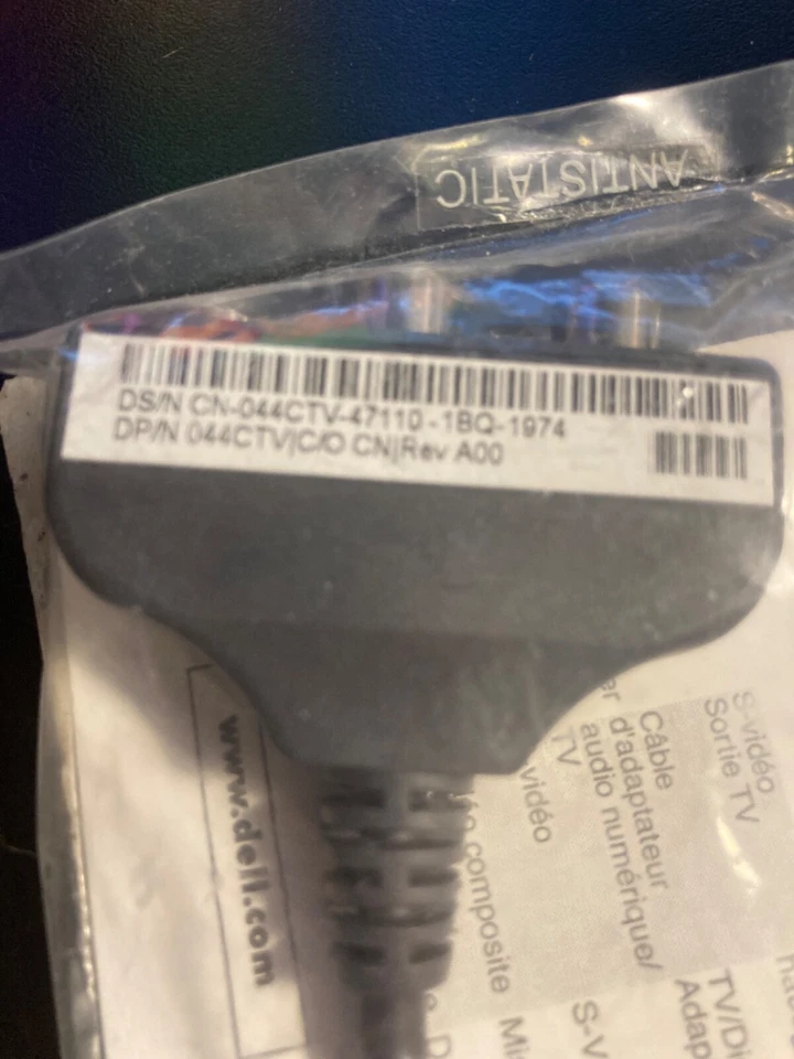 NEW! SEALED! Dell DS/N CN-044CTV-47110-351-0124 S-VIDEO TO RCA Adapter Cable - Image 2 of 2