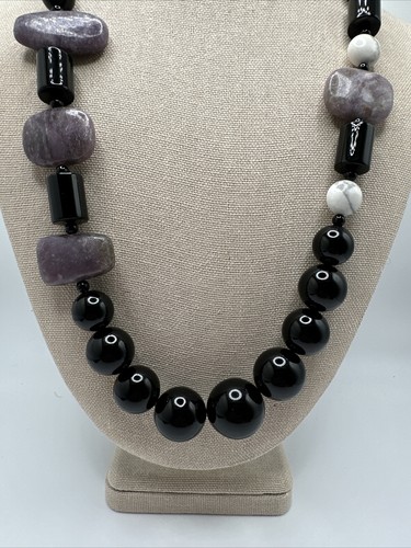 Beautiful Jay King DTR Sterling Silver 925 Black Onyx Purple Stone necklace - Picture 4 of 9