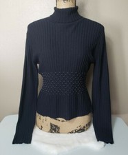 Vintage A.S.A.P Wool Beaded Ribbed Turtleneck Sweater-Size L