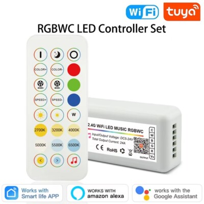 RGBWC LED Controller TUYA Smart Life App Control For DC5-24V COB LED Strip Light