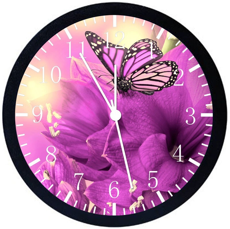 Purple Butterfly Wall Clock 12" Large Personalized option with adding names E122