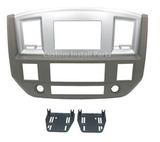 Black Silver GPS Radio Double Din Dash Kit Fits Dodge Ram 2006 2007 2008 2009