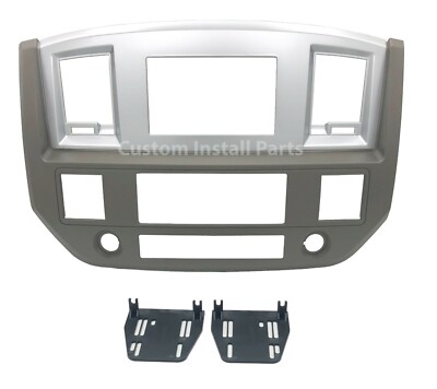 Black Silver GPS Radio Double Din Dash Kit Fits Dodge Ram 2006 2007 2008 2009 