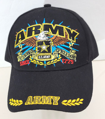 250 Year Celebrate Patriotic Army Hat Cap Black With Embroidered Eagle CS1 VTG