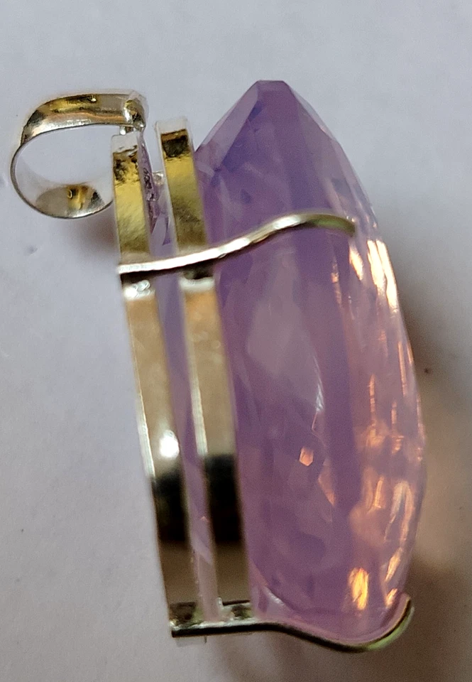 95.15 Large Ethiopian Natural Purple-Pink Opal 925 Silver Pendant Women for Gift - Image 3 of 4