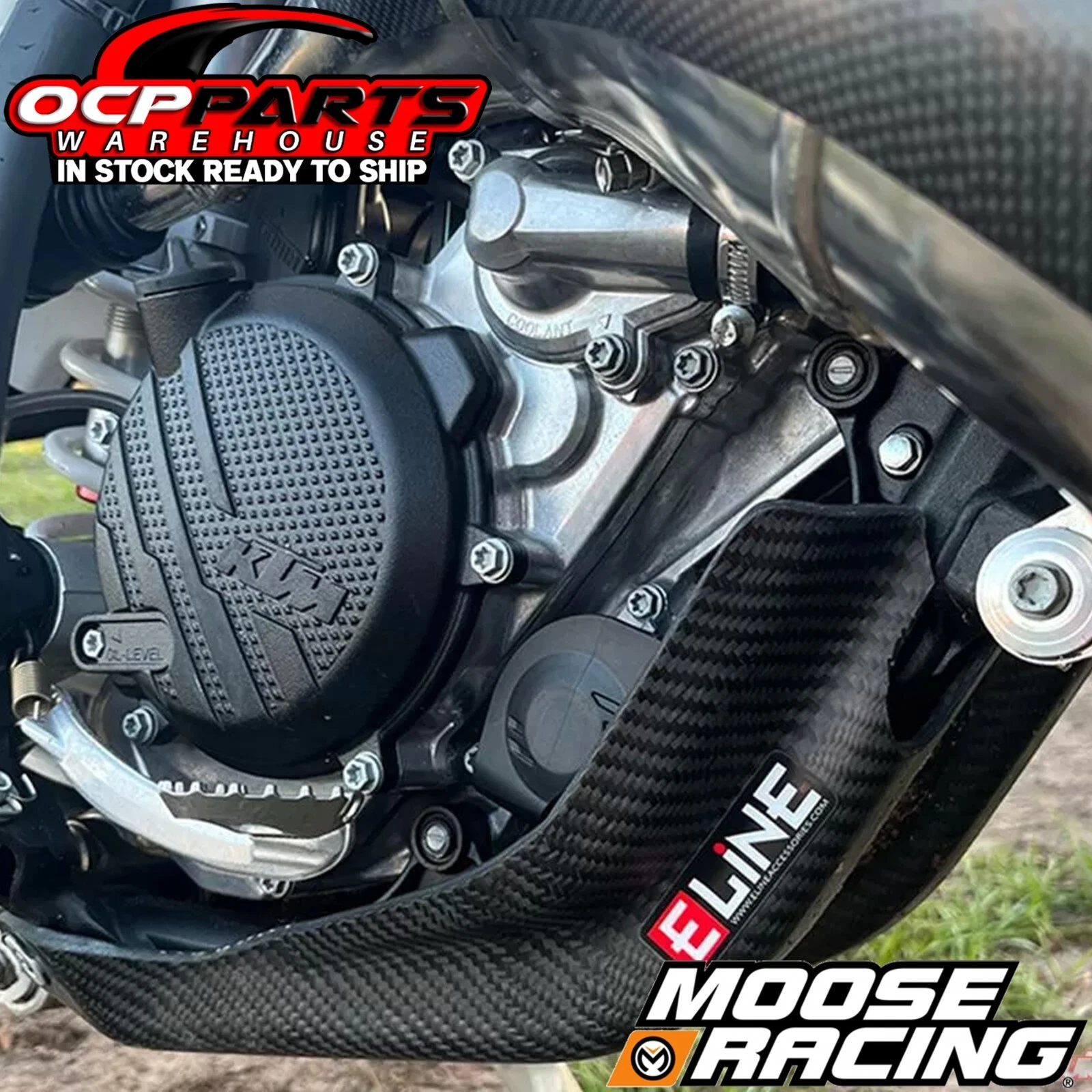 MOOSE RACING ELine チャンバーガード KTMハスクYZ250 MOOSE RACING CARBON FIBER SKID PLATE 2023-2024 KTM HUSQVARNA GAS