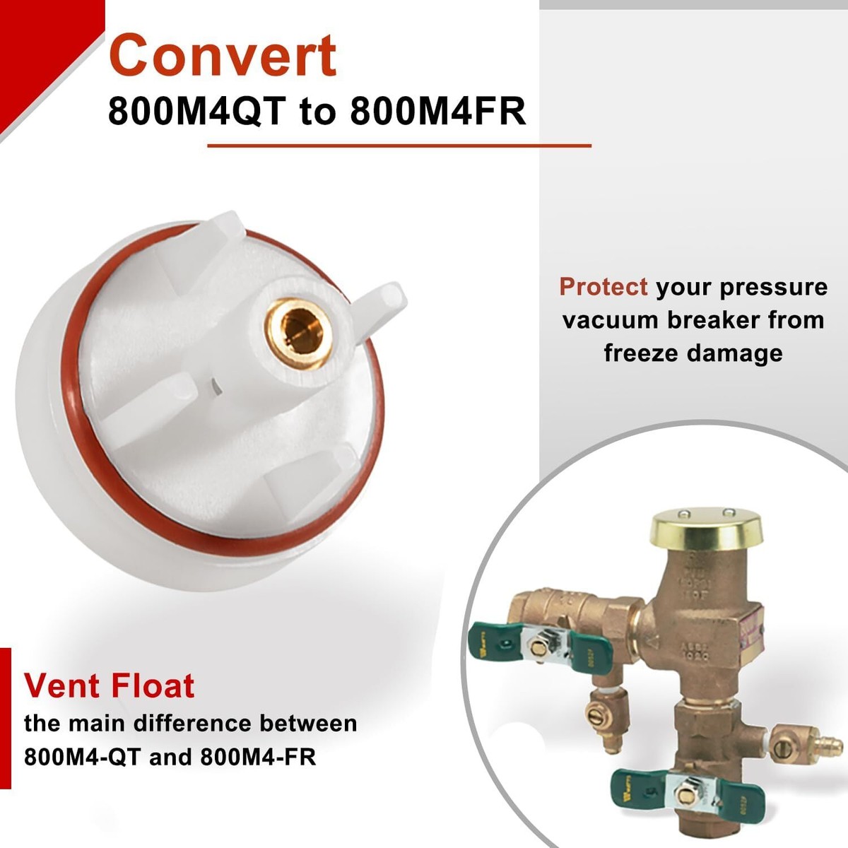 800M4 Vent Float Repair Kit For Watts 800QT Backflow Valve – Restores Valve Function, Improves Water Flow