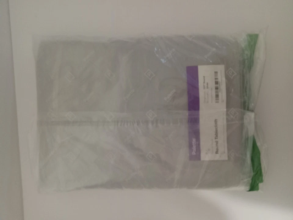 Large 120" Round Tablecloth Light Gray/Silver New - Image 3 of 4