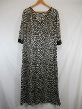 Vintage Satin Animal Print Nightgown Nylon 3/4 Sleeve V-neck