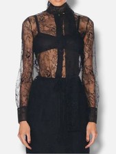 Valentino Garavani Women's Black Lace Sheer Shirt Top Size 44