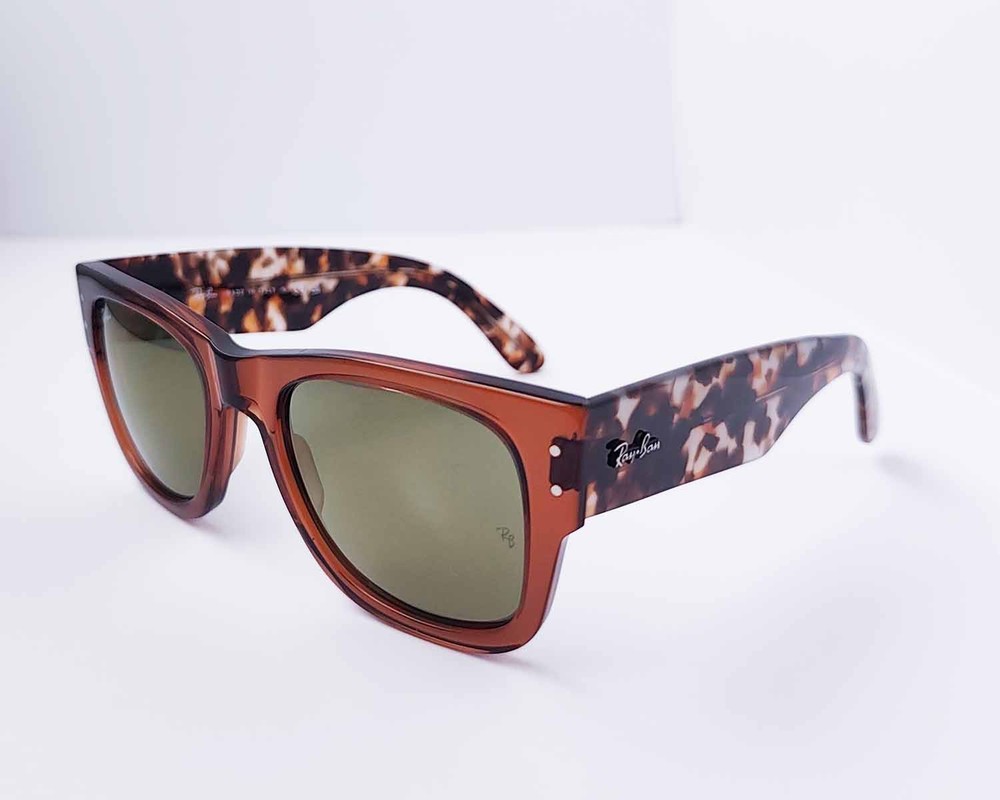 Ray-Ban Sunglasses RB0840S Mega Wayfarer Transparent Brown Frame Gold Lens 51mm