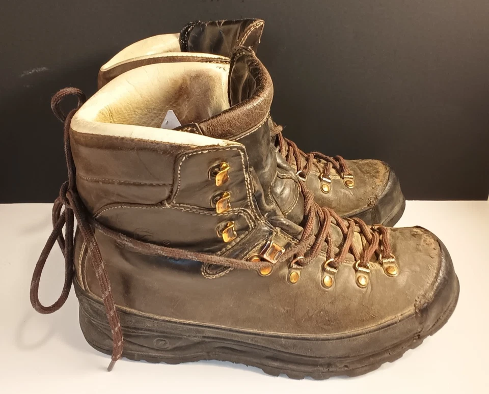 Botas de caminhada femininas Scarpa Nepal 8-8.5? Renda de couro marrom para montanhismo biqueira dura - Imagem 2 de 4