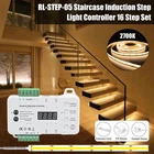 16 Steps LED Strip Light Stair Lighting Controller Motion Sensor System Full Set