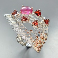 Handmade Ruby Ring 925 Sterling Silver Size 6.5 /R458172