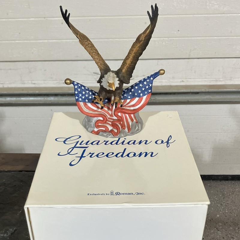 Roman, Inc. Guardian of Freedom Bald Eagle Patriotic Porcelain Statue.