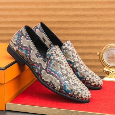Fashion Pointed Toe Leather Men's Shoes Casual Flat Slip-on Loafers Dress Shoes