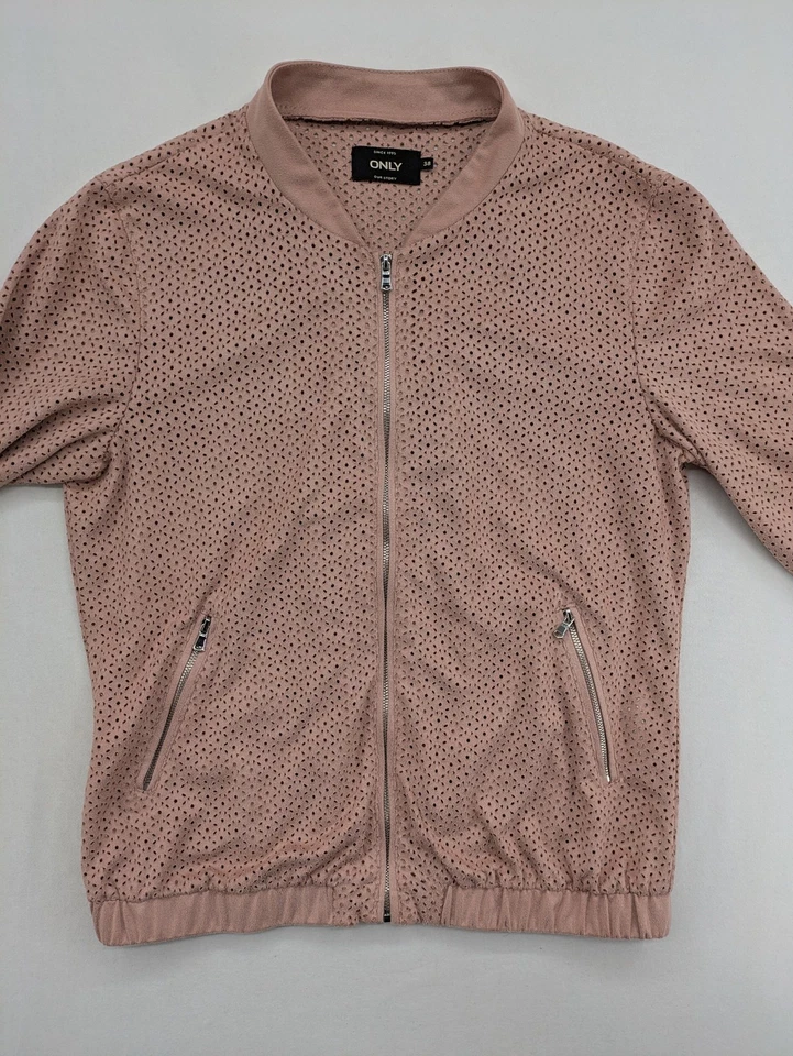 ONLY Damen Bomberjacke onlASTRID Gr 38 Rosa Perforiert Wildleder Optik - Bild 4 von 4