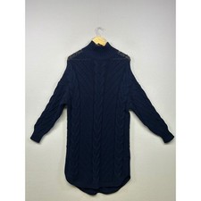 Reiss Dark Academia Preppy Womens Small Navy Blue Laura Cable Knit Sweater Dress