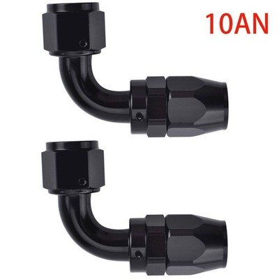 2PCS 10AN 90 Degree Swivel Hose End Fitting for Braided CPE Fuel Line AN10 Black