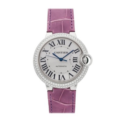 Cartier Ballon Bleu White Gold Diamonds 36mm Ladies Pink Watch WE900651