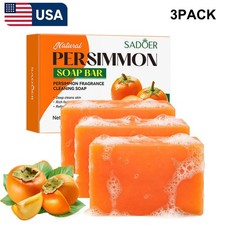 3 Pack Persimmon Soap Bar Body Odor Control Deodorant Soap for Men Women 100g